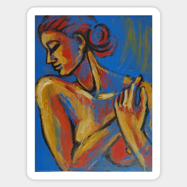 Mellow Yellow - Female Nude Portrait Sticker by CarmenT